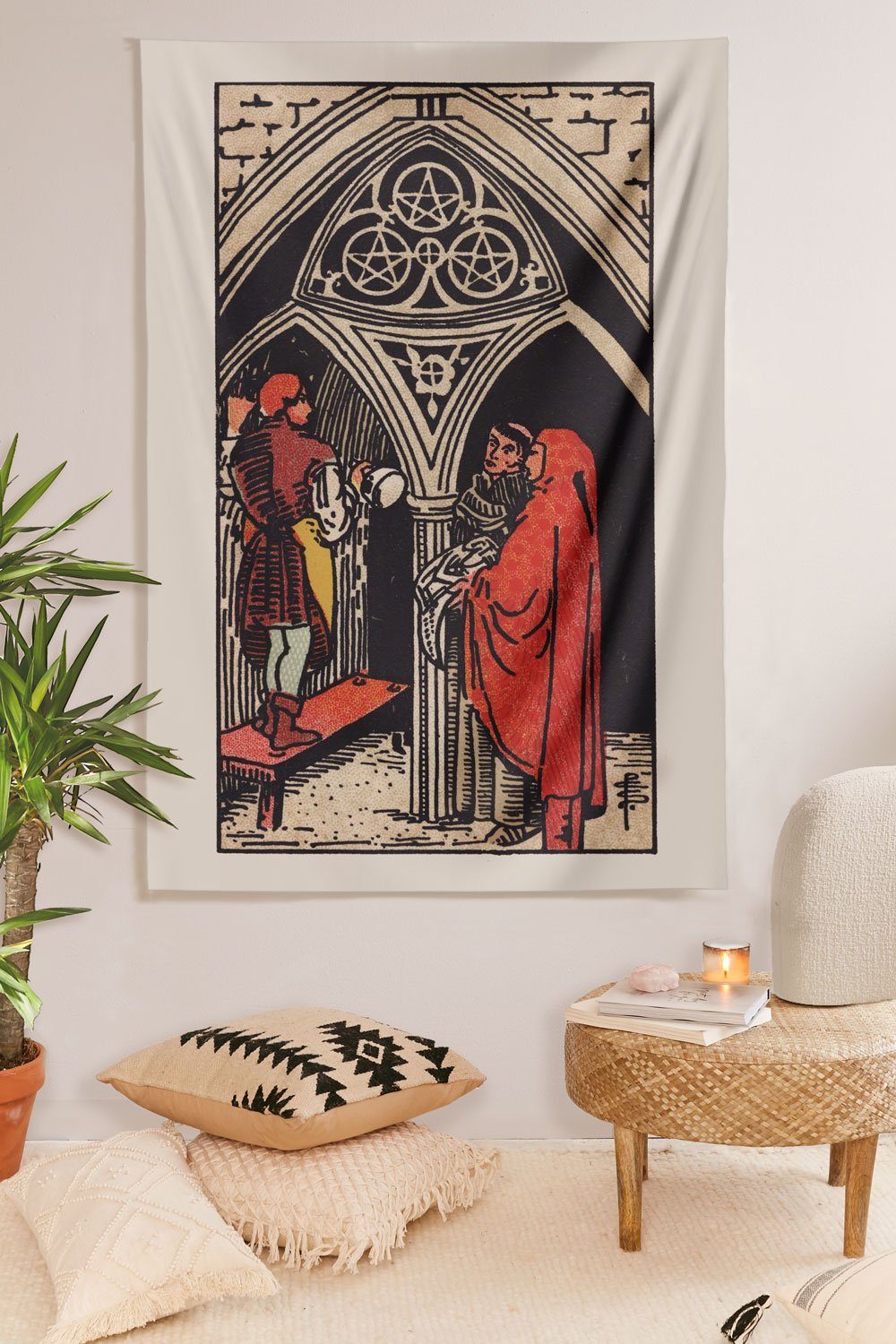 3 of Pentacles Tapestry tapestry NirvanaThreads