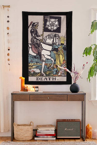 Death Tarot Tapestry tapestry NirvanaThreads - YYT BLACK / 60x40 inches / 150x100 cm