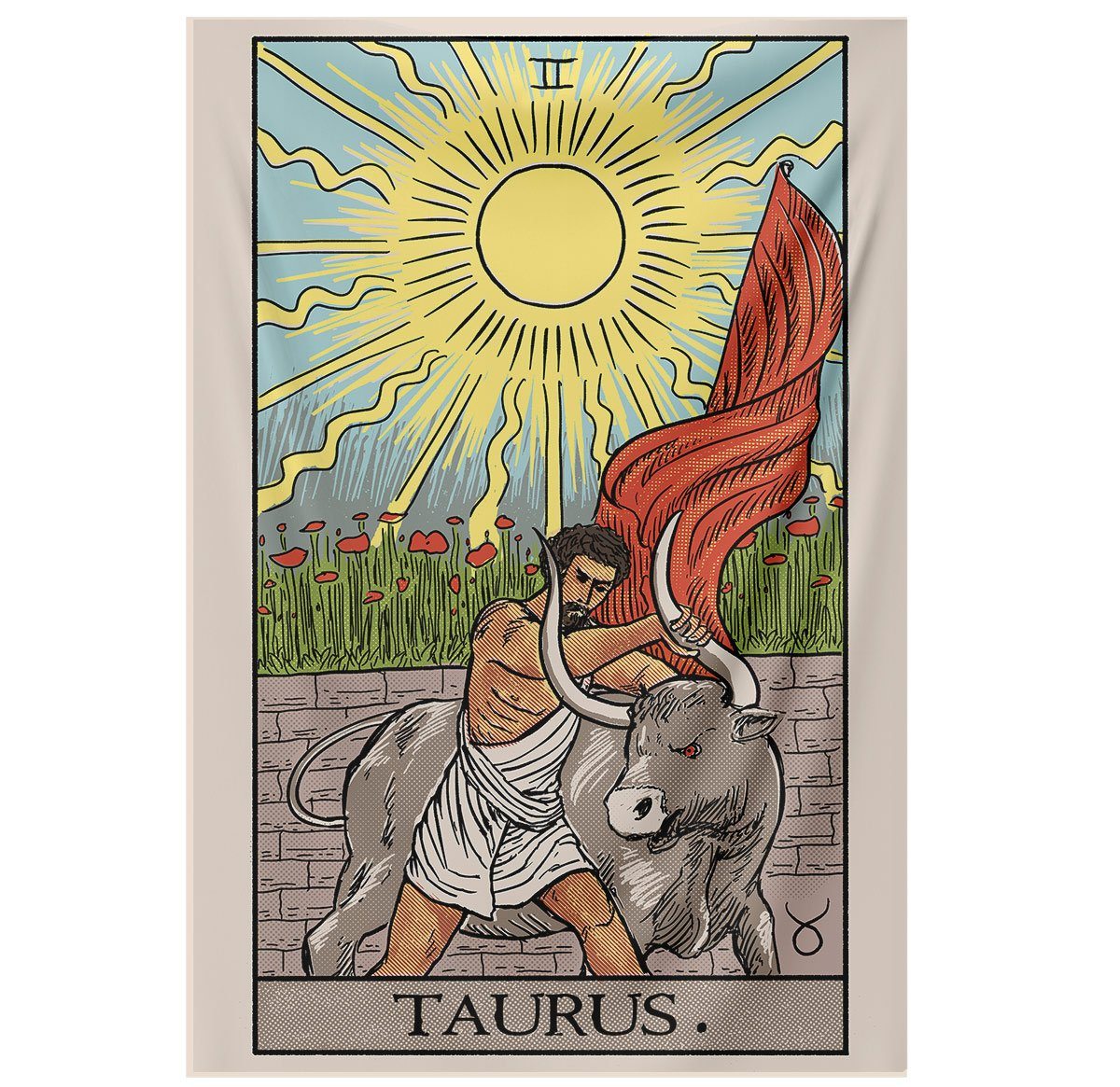 Bliv oppe morbiditet overvåge Taurus "The Bull" Zodiac Tarot Astrology Tapestry - Nirvana Threads