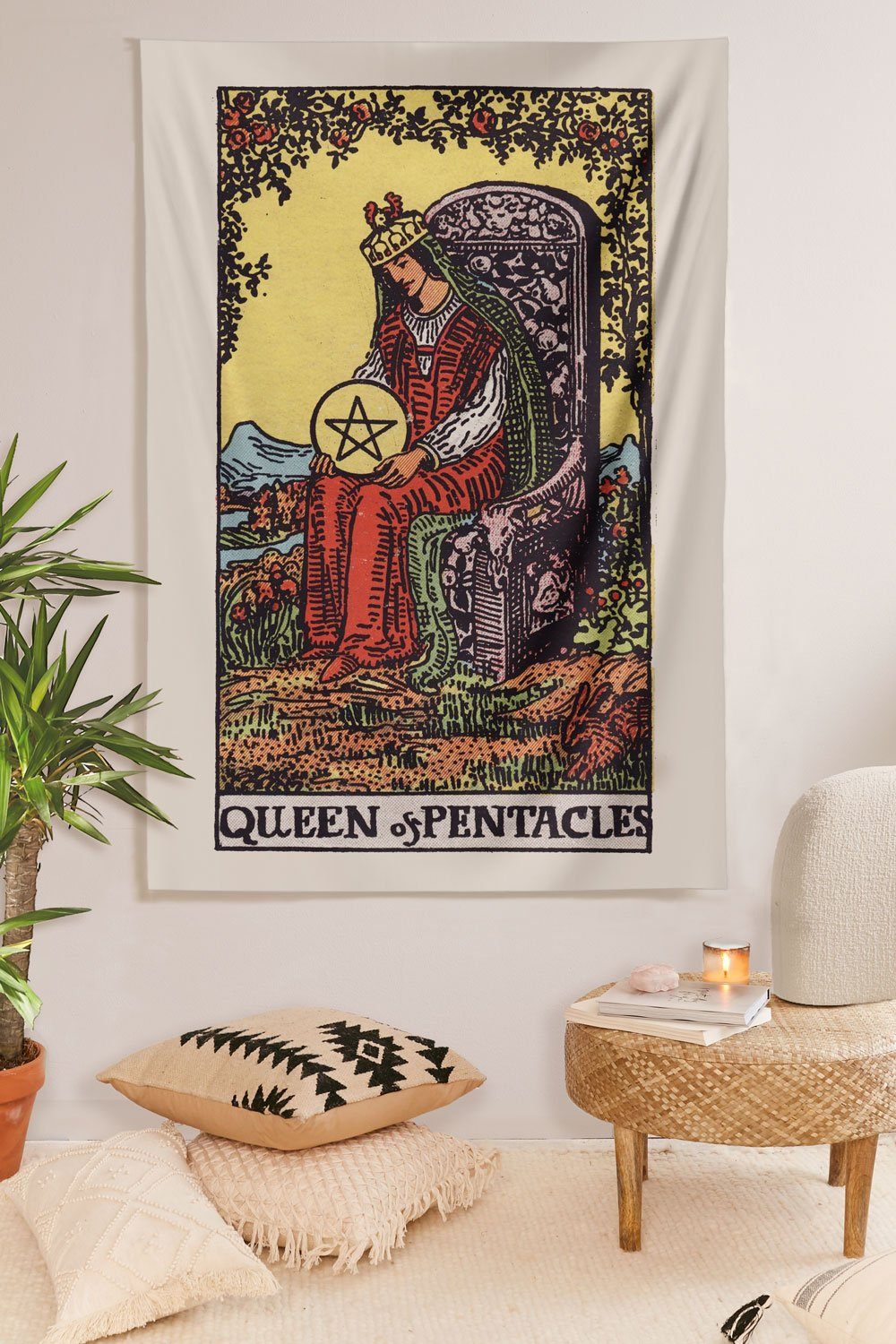 Queen of Pentacles Tapestry tapestry NirvanaThreads 