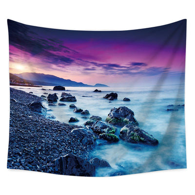 Purple Beach Tapestry-nirvanathreads