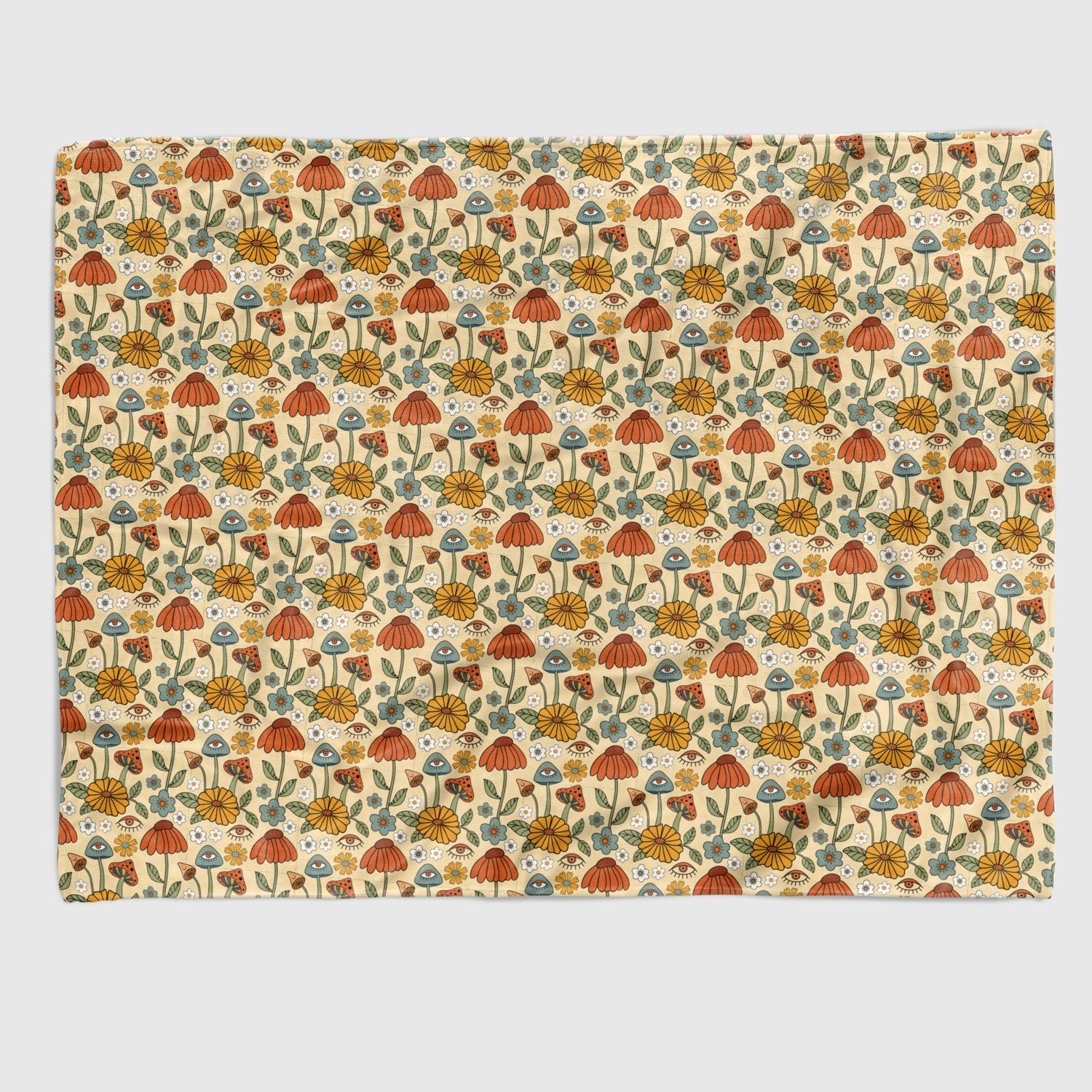 Retro 70's Vibe Blankets blanket Nirvana Threads Mushroom Bloom Queen (200 x 150 cm) 