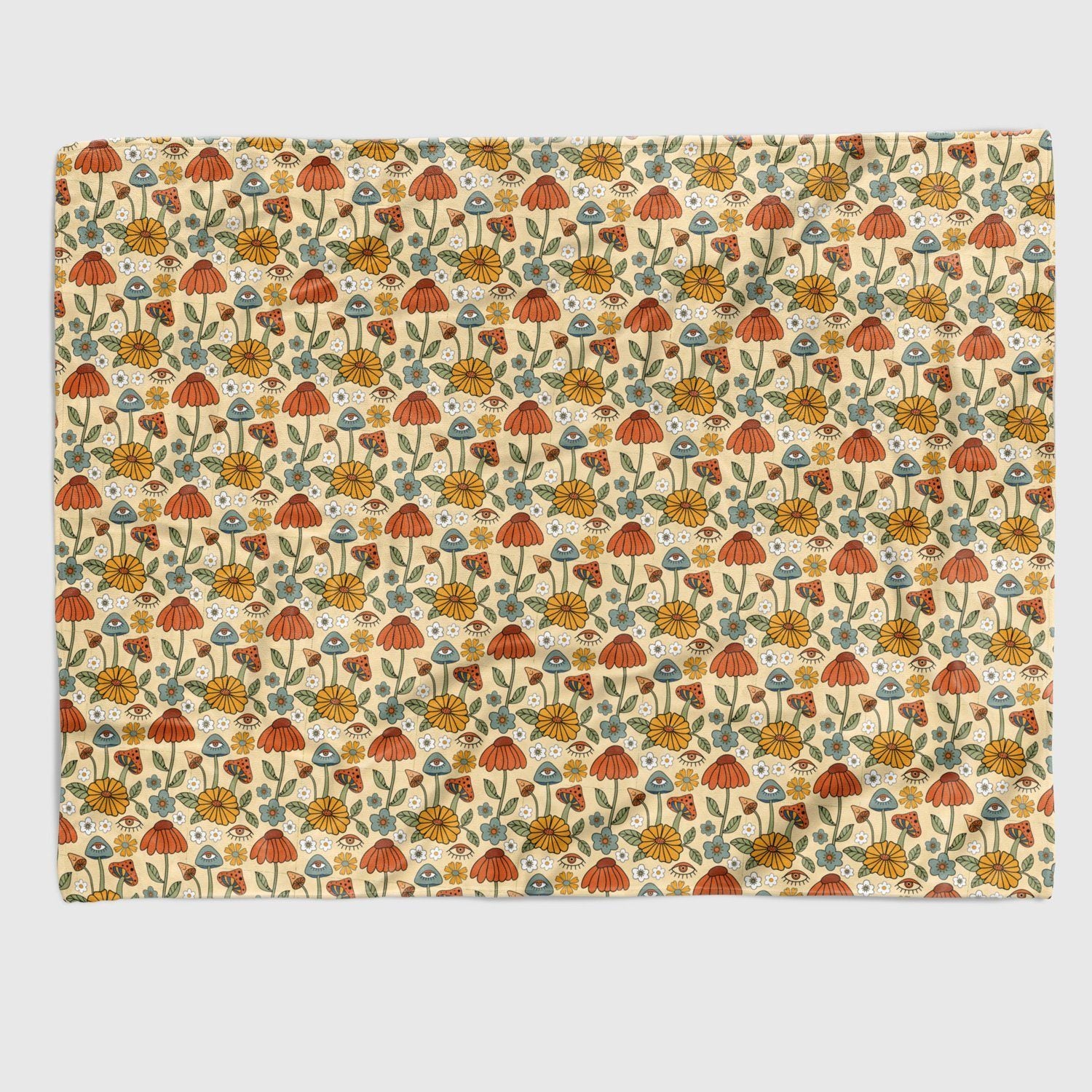 Mushroom Bloom Retro Blanket blanket Nirvana Threads Mushroom Bloom Queen (200 x 150 cm) 