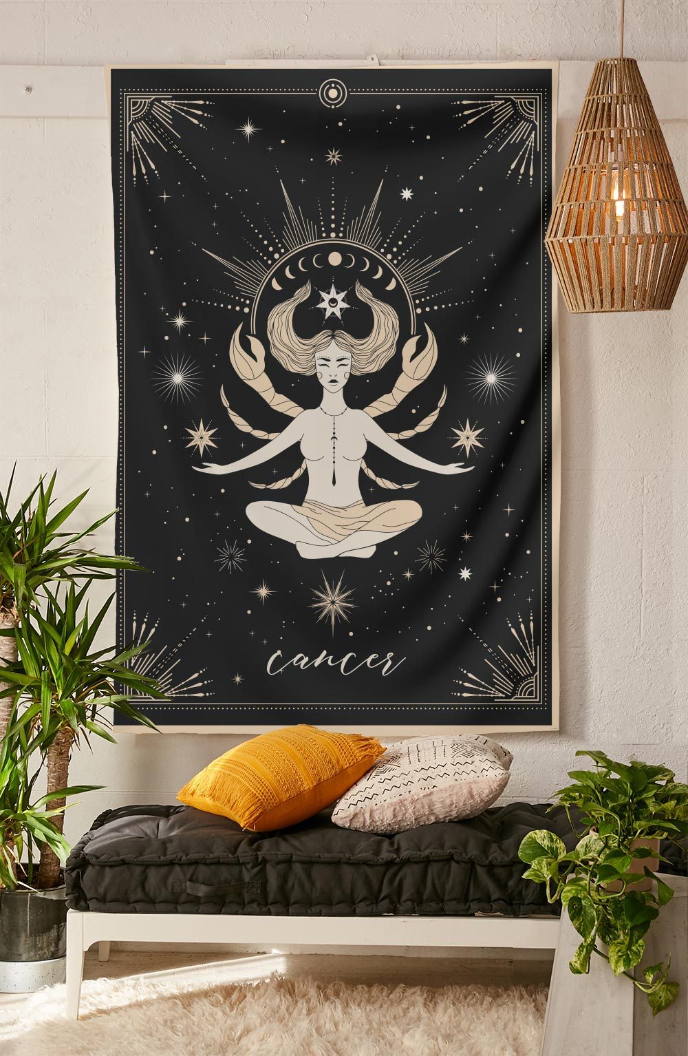 The-Cancer Tapestry-is-a-great-gift-to-say-I-love-you-but-I-also-love-astrology-tarot-wall-hanging-boho-bedroom-zodiac-vibes-from-NirvanaThreads-Nirvana-Threads