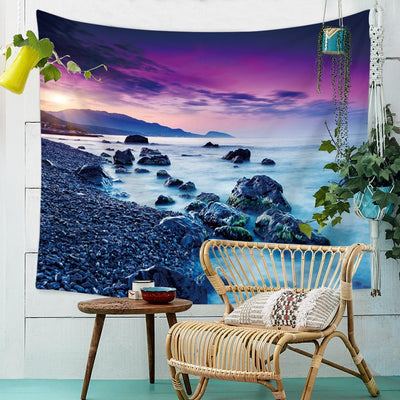 Purple Beach Tapestry-nirvanathreads