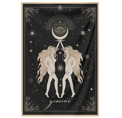 The-Gemini Tapestry-is-a-great-gift-to-say-I-love-you-but-I-also-love-astrology-tarot-wall-hanging-boho-bedroom-zodiac-vibes-from-NirvanaThreads-Nirvana-Threads