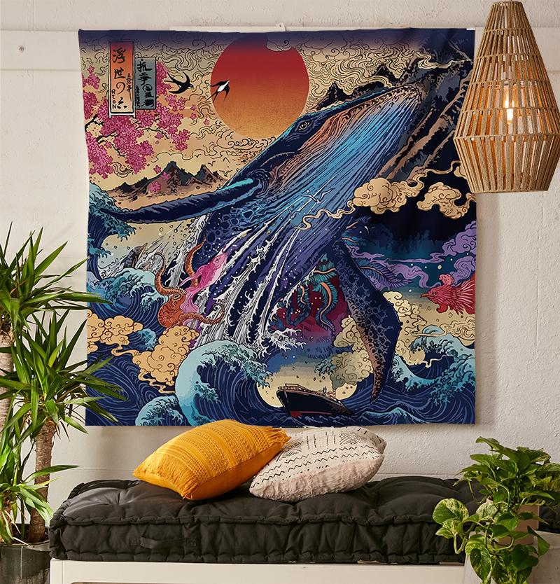 Blue Whale Tapestry-nirvanathreads