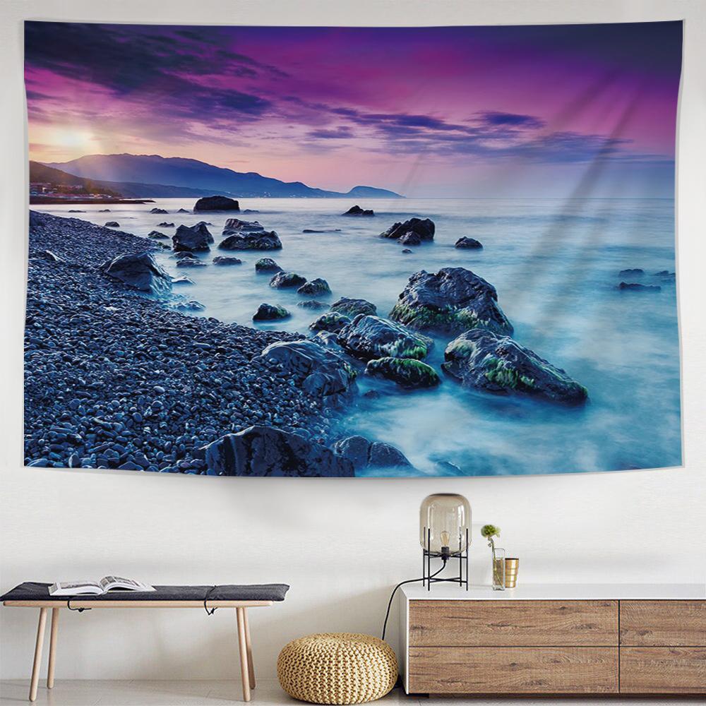 Purple Beach Tapestry-nirvanathreads