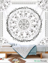 White Flower Mandala Tapestry-nirvanathreads