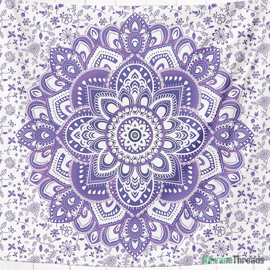 Lilac Mandala Tapestry-nirvanathreads