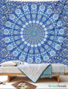 Blue Flower Mandala Tapestry-nirvanathreads