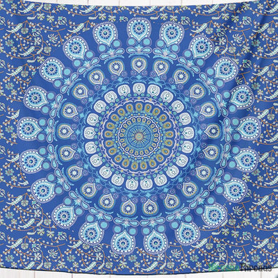 Blue Flower Mandala Tapestry-nirvanathreads