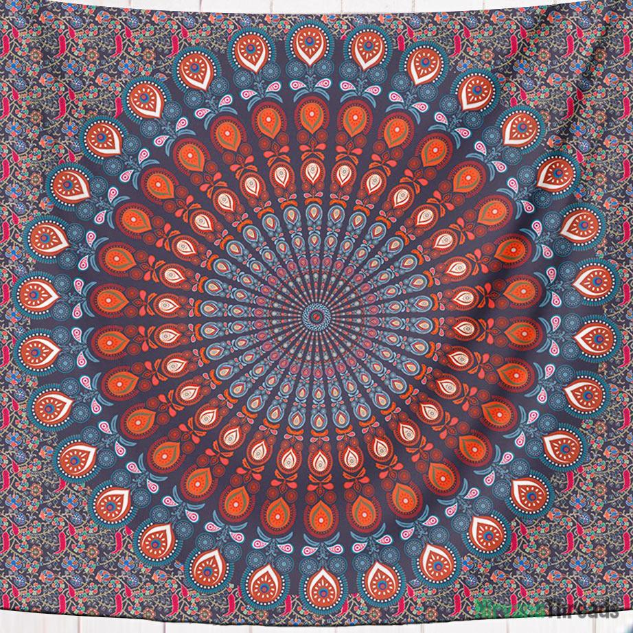 Red Peacock Mandala Tapestry tapestry NirvanaThreads - YYT 