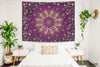 Purple Flower Mandala Tapestry-nirvanathreads