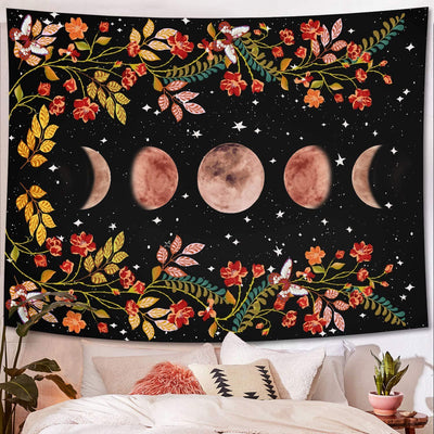 Flower Moon (black) tapestry nirvanathreads