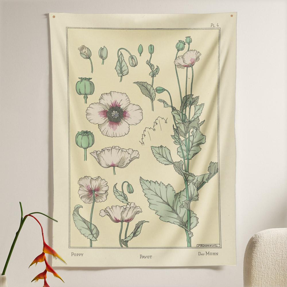 The Poppy Flower Tapestry (80x60 inches / 200x150 cm) from Nirvana Threads is the perfect vintage flora gift to say I love you but I also love classic garden floral wall hanging boho bedroom vibes