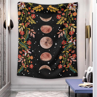 Flower Moon (black) tapestry nirvanathreads