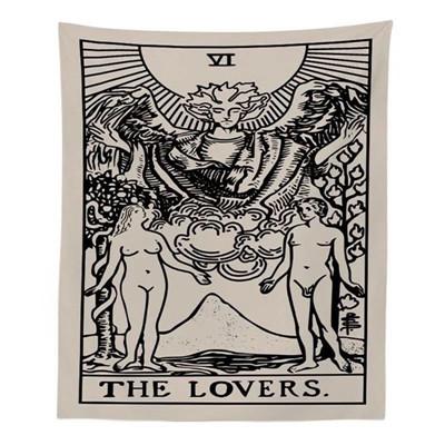 Lovers Tarot - White Tapestry tapestry nirvanathreads 60 x 40 inches