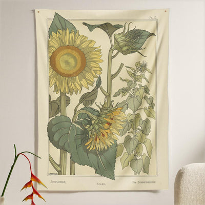 The Sunflower Flora Tapestry (60x40 inches / 150x100 cm) from Nirvana Threads is the perfect vintage flora gift to say I love you but I also love classic garden floral wall hanging boho bedroom vibes