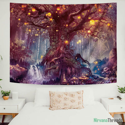 Ruby Wishing Tree Tapestry-nirvanathreads